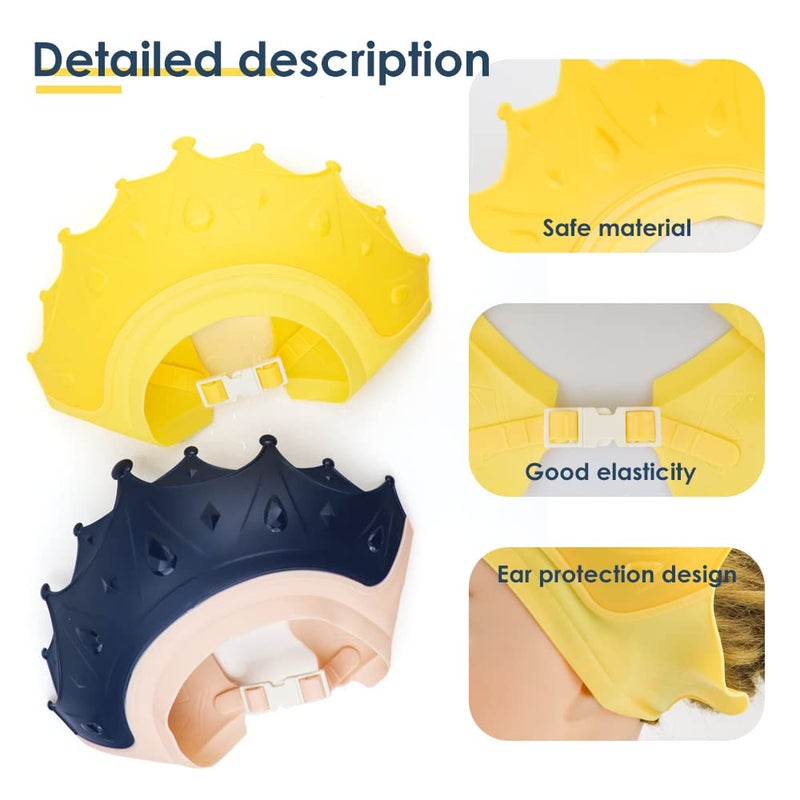 NAIHOD 2 Pieces Soft Baby Shower Cap Soft Adjustable for Washing Hair Shield Safe Visor Cap Bathing Shampoo Shower Protection Bath Hat for Toddler Kids Children - Image 4